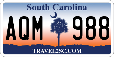 SC license plate AQM988