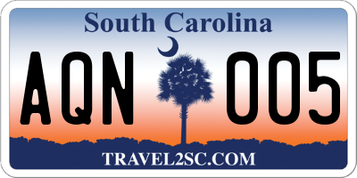 SC license plate AQN005