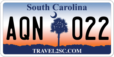 SC license plate AQN022