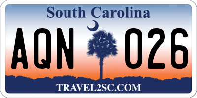 SC license plate AQN026