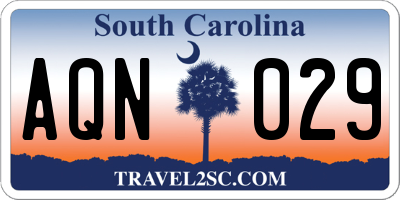 SC license plate AQN029