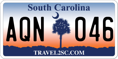 SC license plate AQN046