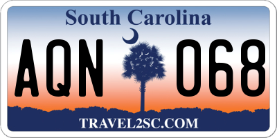 SC license plate AQN068