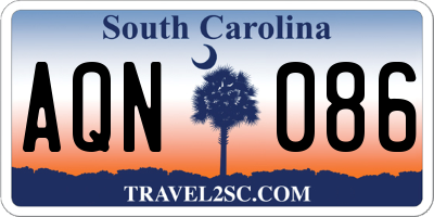 SC license plate AQN086