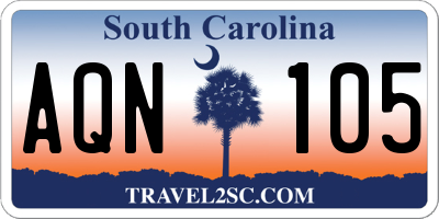 SC license plate AQN105