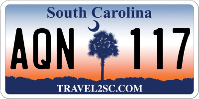 SC license plate AQN117