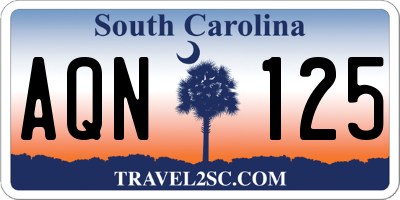 SC license plate AQN125
