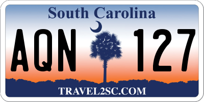SC license plate AQN127