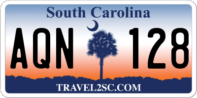 SC license plate AQN128