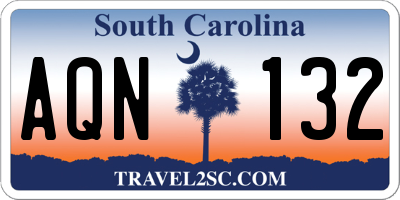 SC license plate AQN132