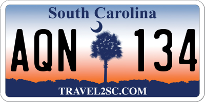 SC license plate AQN134