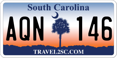 SC license plate AQN146
