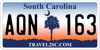 SC license plate AQN163