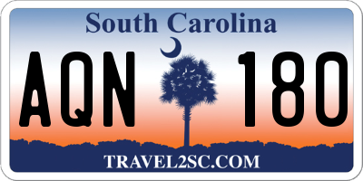 SC license plate AQN180