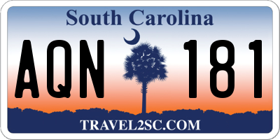 SC license plate AQN181