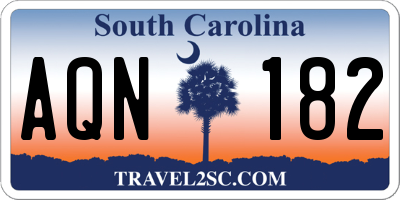 SC license plate AQN182