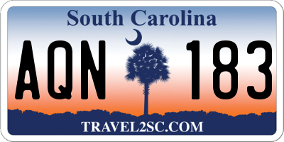 SC license plate AQN183