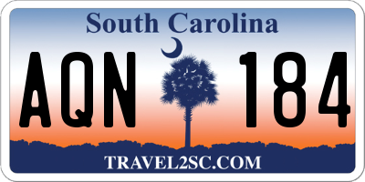 SC license plate AQN184