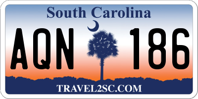 SC license plate AQN186