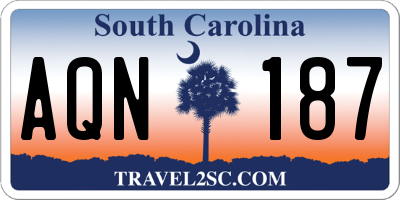 SC license plate AQN187