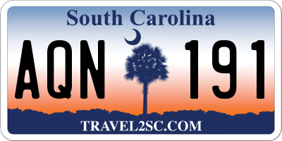 SC license plate AQN191
