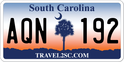 SC license plate AQN192