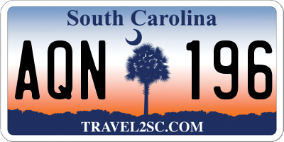 SC license plate AQN196