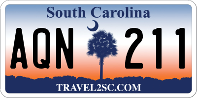 SC license plate AQN211