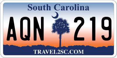 SC license plate AQN219