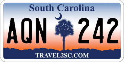 SC license plate AQN242