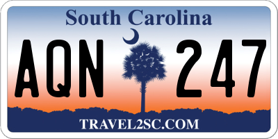 SC license plate AQN247
