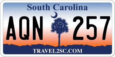 SC license plate AQN257