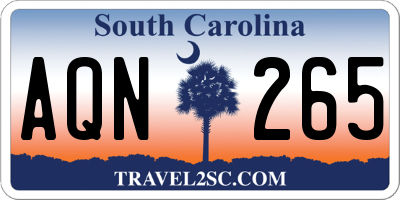 SC license plate AQN265
