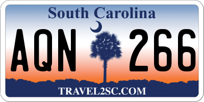 SC license plate AQN266