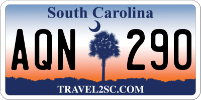 SC license plate AQN290