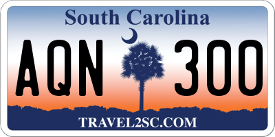 SC license plate AQN300