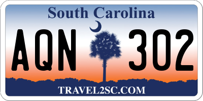 SC license plate AQN302