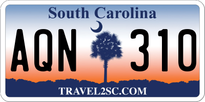 SC license plate AQN310