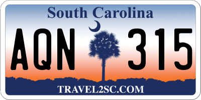 SC license plate AQN315