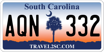 SC license plate AQN332