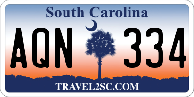 SC license plate AQN334