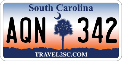 SC license plate AQN342