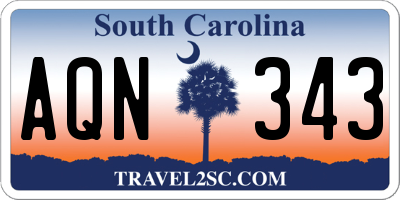 SC license plate AQN343