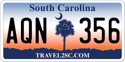 SC license plate AQN356
