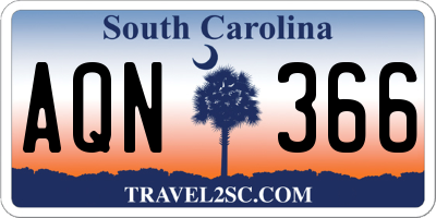 SC license plate AQN366