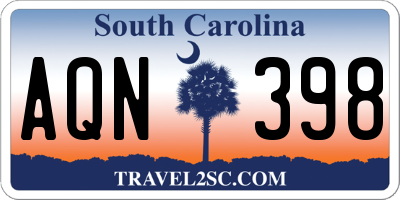 SC license plate AQN398