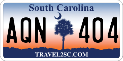 SC license plate AQN404