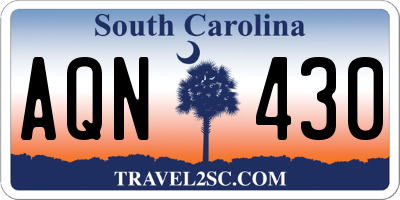 SC license plate AQN430