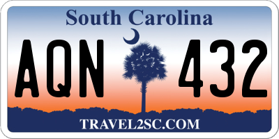 SC license plate AQN432