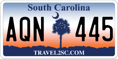 SC license plate AQN445